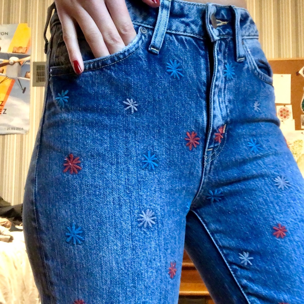 embroidered jeans